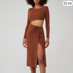ASTR the Label Westwood Long Sleeve Side Cutout Midi Dress